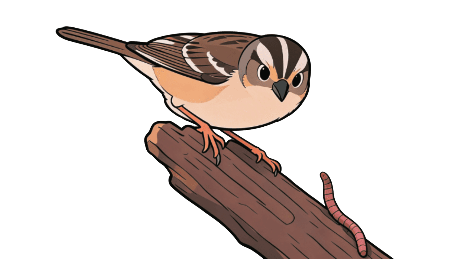 The early bird on a branch, eyeing a worm